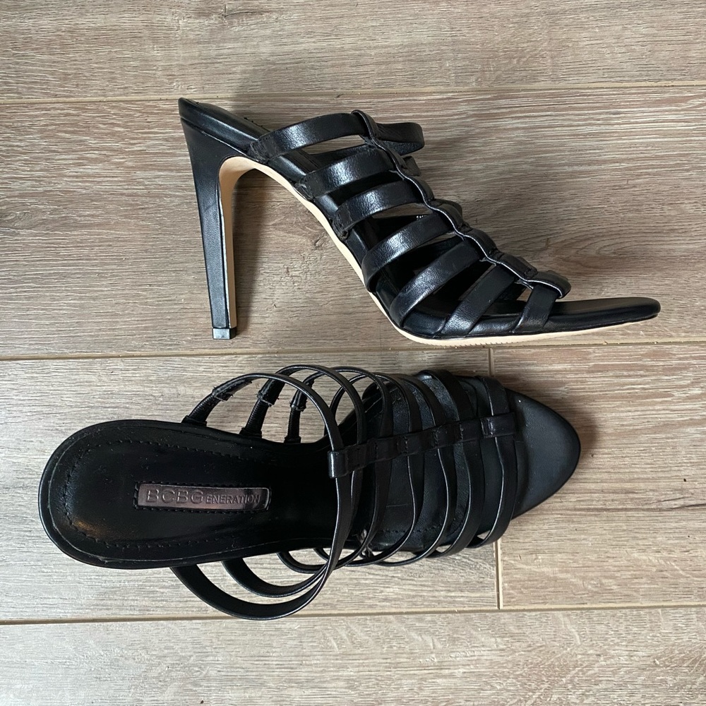 Strappy slip on heels